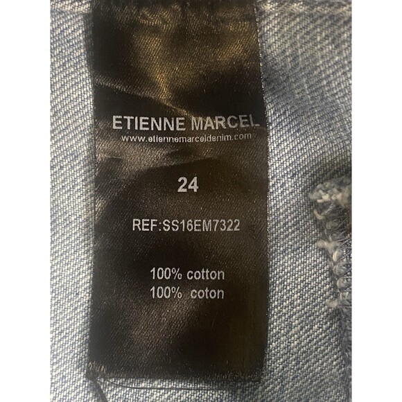 Etienne Marcel Wide Leg Trouser Mariner Nautical Gold Buttons Jeans sz 24 / 2 - Picture 3 of 10